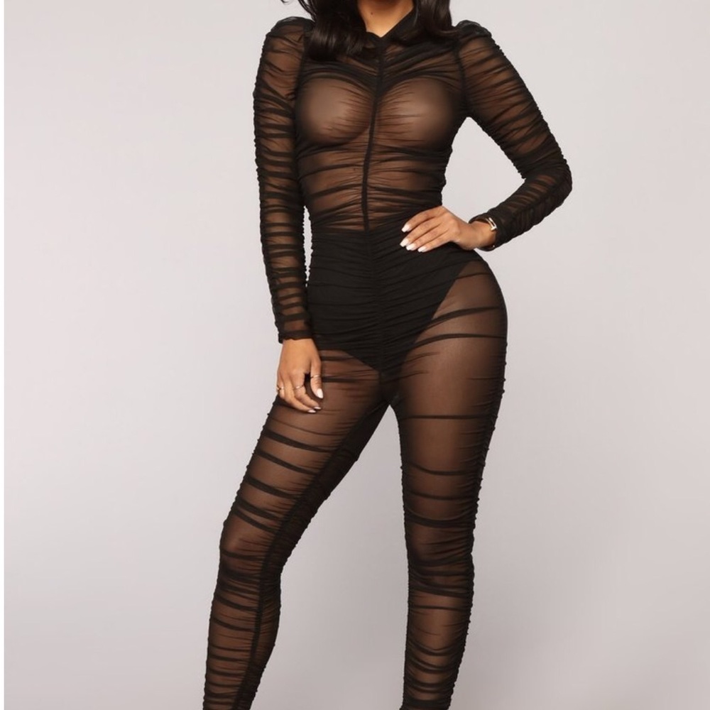Fashion Nova Laura Mesh Jumpsuit